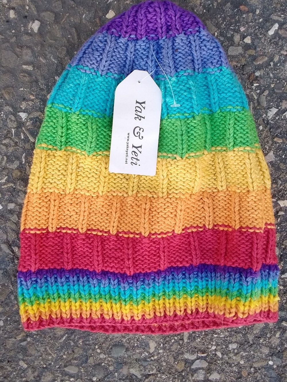 Yak N Yeti Beanie Knit Cap Rainbow Stripe Unisex One Size New With Tags